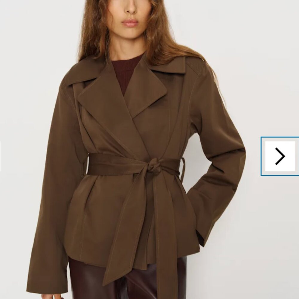 Reformation Jaden Cropped Trench Brown - Size M - Picture 2 of 6